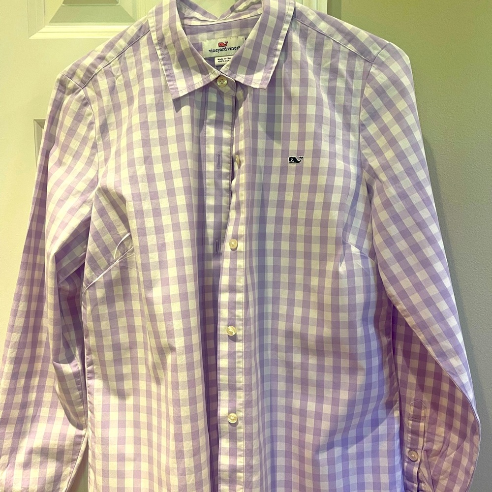 Vineyard Vines purple checkered button down
